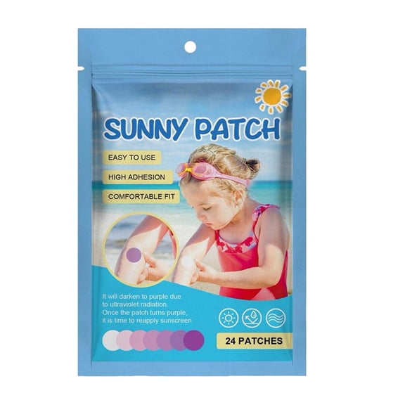 UV Detection Stickers for Sunscreen, Sunny Patch Sun Stickers Self Adhesive, Sunscreen Patch UV Stickers for Kids Adults - 1Pack 24 patches