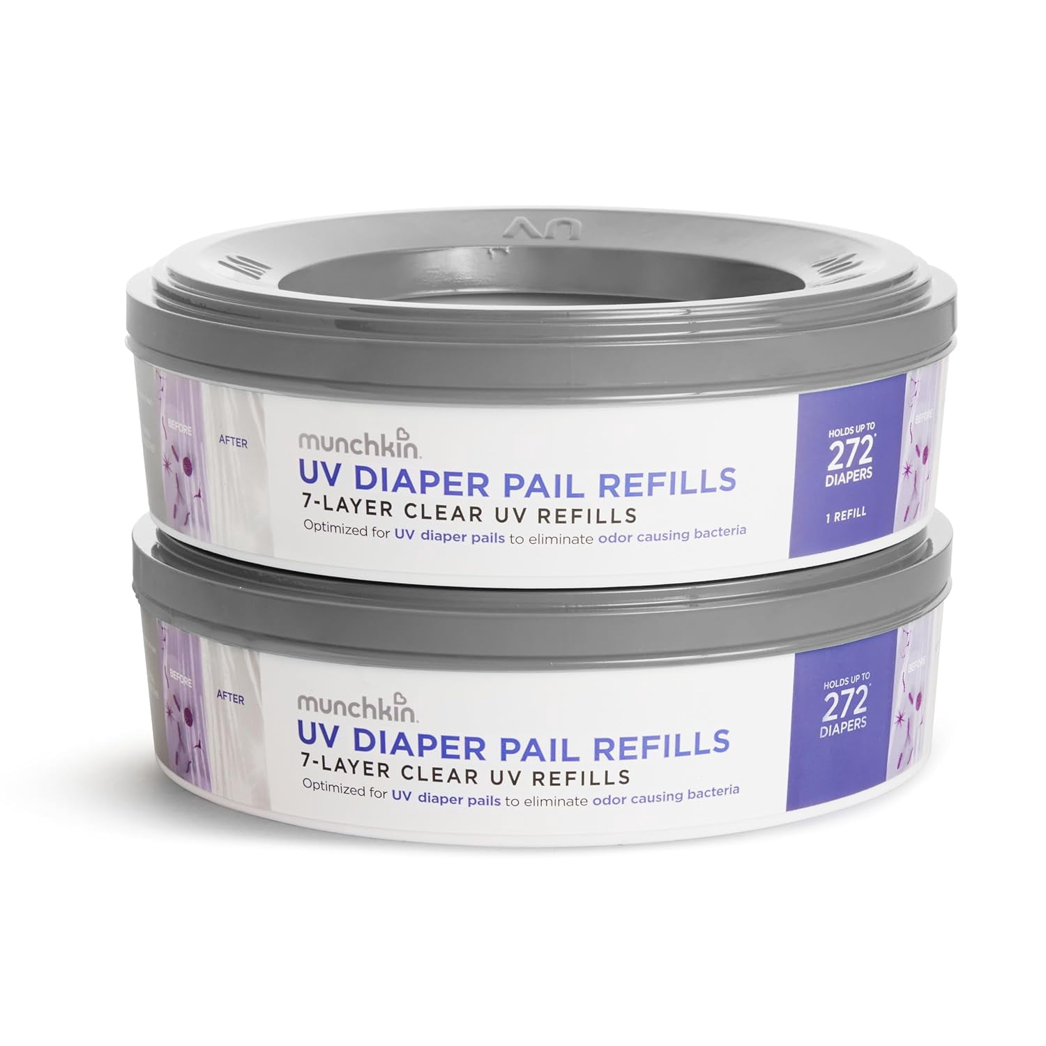 ® UV Diaper Pail Refill Rings, Holds up to 544 Newborn Diapers, 2 Pack