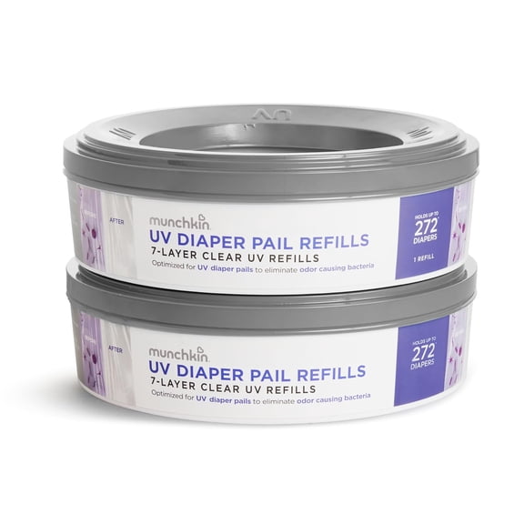 UV Diaper Pail Refill Rings, Holds up to 544 Newborn Diapers, 2 Pack