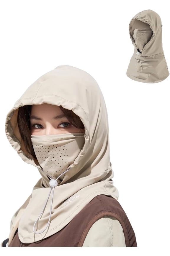 UV Face Cover UPF 50+ Women Summer Face Covering Wide Brim Straw Ponytail Summer Sun Hat Outdoor Cycling Hiking