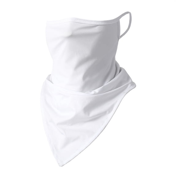 UV Face Mask UPF 50+ Unisex Breathable Face Cover Sun UV Protection Earloop Neck Gaiter Scarf for Summer Outdoor Activities White One Size