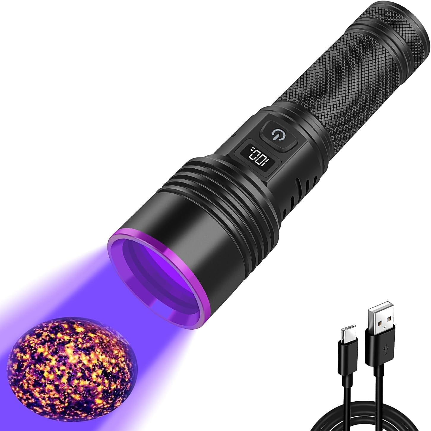 UV Flashlight 365nm Black Light, Rechargeable Blacklight Flashlights ...