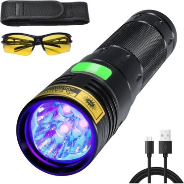 395nm UV LED Blacklight Display Base – Uranium Glass & Fluorescent Art, Gloss Wood, USB
