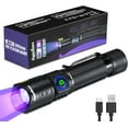 thumbnail image 1 of UV Flashlight 395nm Black Light Mini USB Rechargeable Ultraviolet LED Blacklight Woods Lamp Powerful Fluorescent Portable Detector for Pet Urine Stains, Scorpions, Resin Curing, 1 of 6