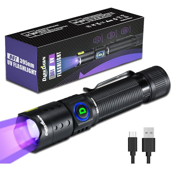UV Flashlight 395nm Black Light Mini USB Rechargeable Ultraviolet LED Blacklight Woods Lamp Powerful Fluorescent Portable Detector for Pet Urine Stains, Scorpions, Resin Curing