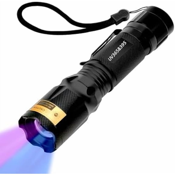 UV Flashlight Black Light (365nm/395nm): Handheld torch (Woods Lamp) for pet urine detection, rocks/minerals, glue curing, scorpions, uranium glass.