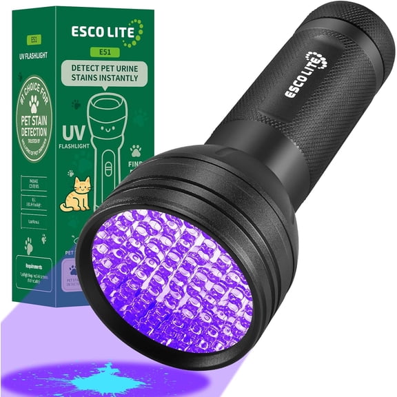 UV Flashlight Black Light, 51 LED 395 nM Ultraviolet Blacklight Detector for Dog Urine, Pet Stains and Bed Bug