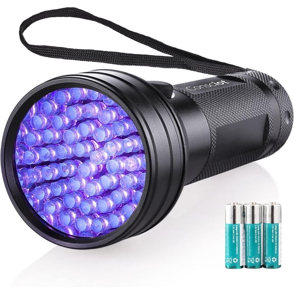 UV Flashlight Black Light, 51 LED 395nm Ultraviolet Blacklight, Portable Torch Light Pet Urine Detector for Dog/Cat Urine, Dry Stains, Bed Bug, Resin Curing, Matching with Pet Odor Eliminator