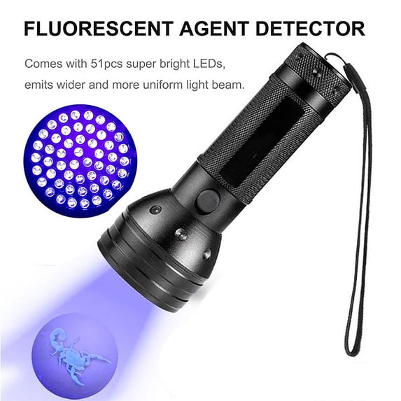 UV Flashlight Blacklight, Ultraviolet Light with 51 LEDs, Waterproof Blacklight Flashlights 395nm for Pets Dog Urine, 2Pcs