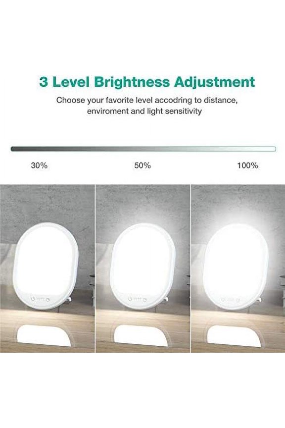 UV-Free 10000 Lux Daylight Lamp - Touch Control with 3 Brightness Levels & 4 Timer Functions, Large Surface & Rotatable Stand for Home/Office