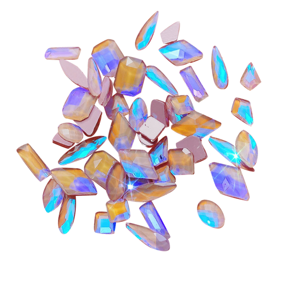 UV Gel Compatible Assorted Flat Back Nail Crystals，Diamond shaped Rhinestones For Nails Art Design Duulaya