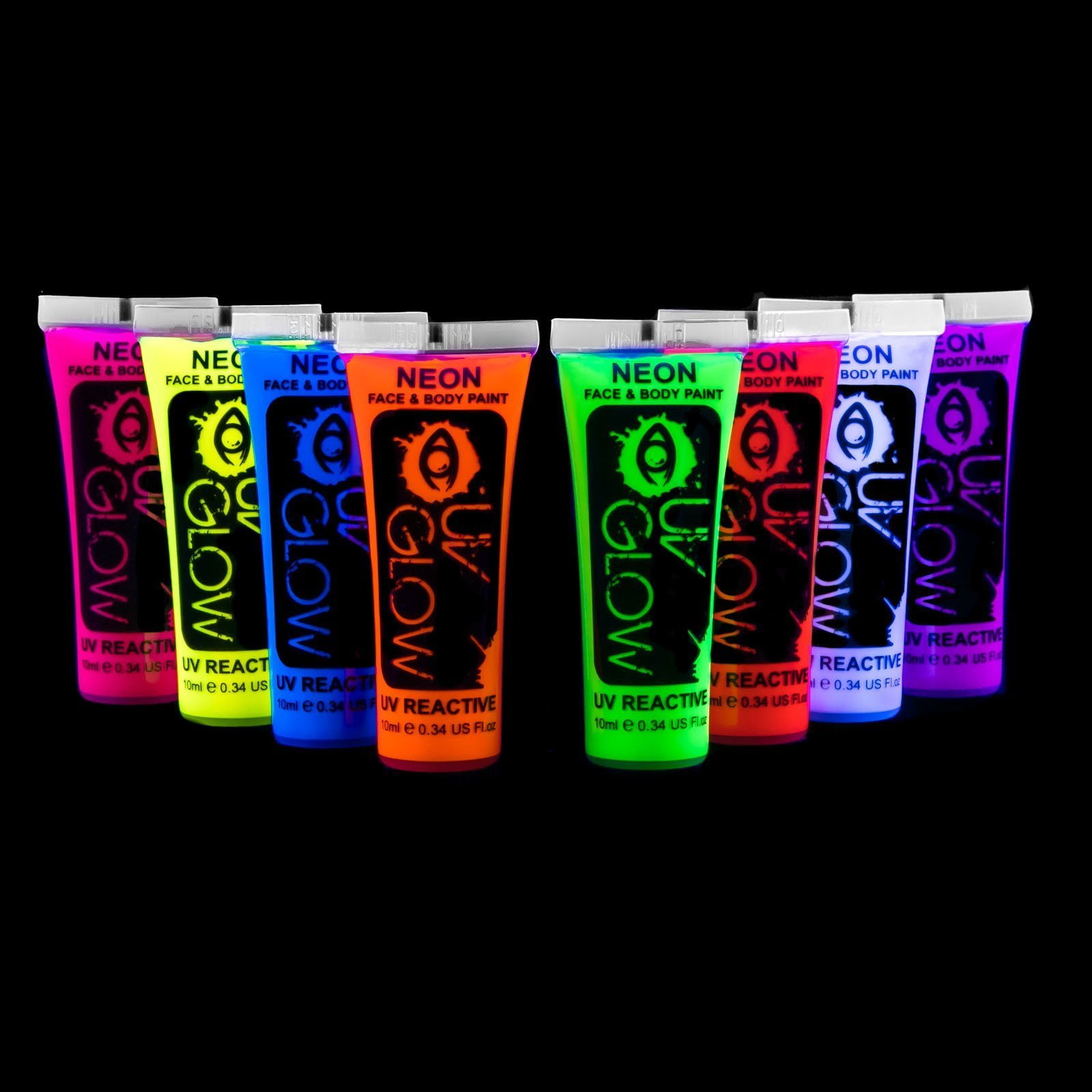 MEICOLY Glow UV Blacklight Face Paint,Neon Body Paint Set of 8 Tubes  Blacklight Reactive Paints,Glow in the Dark Body Paint Neon Party  Supplies,Neon