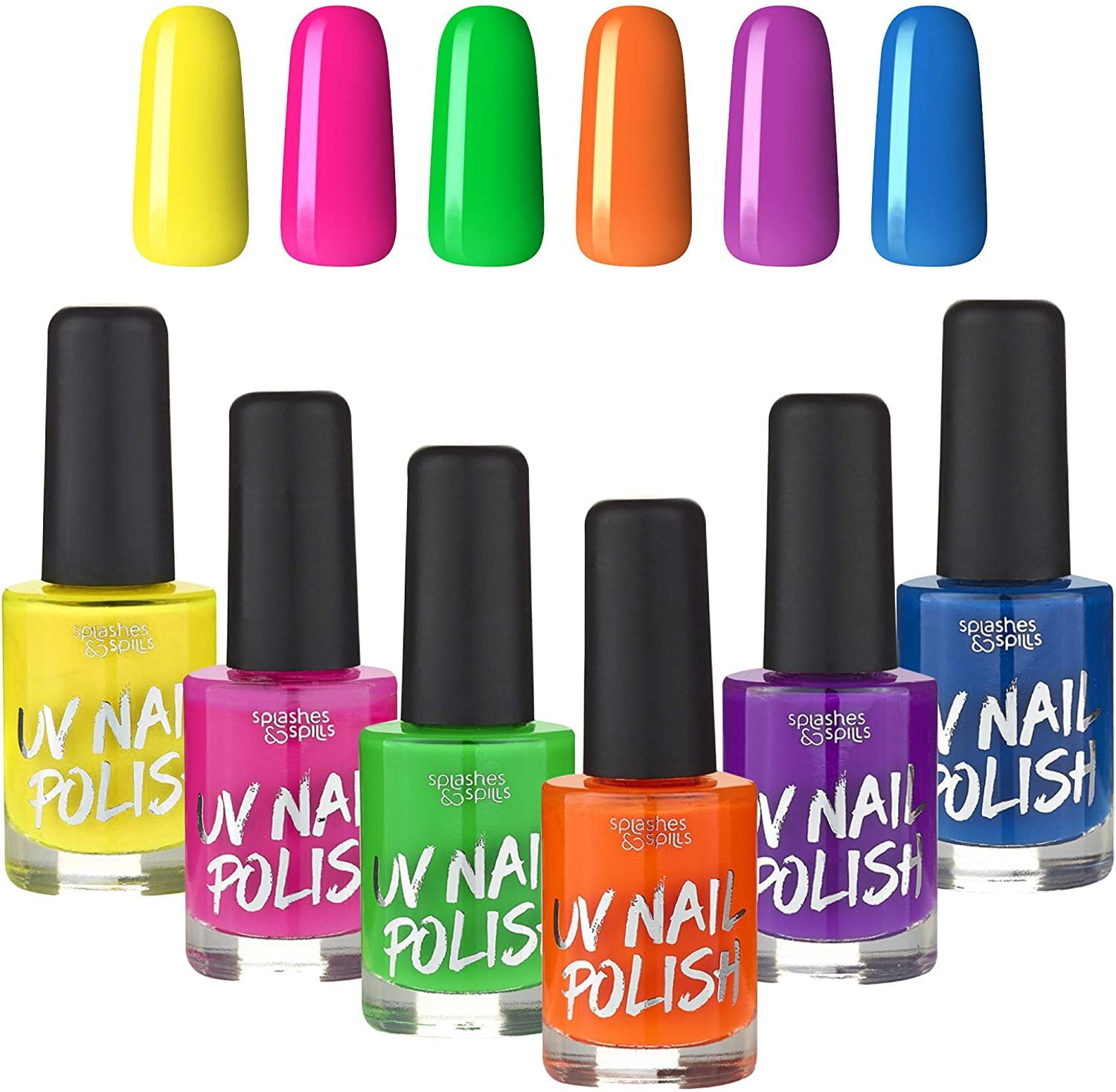 UV Glow Blacklight Nail Polish 6 Color Variety Pack 13ml Day or