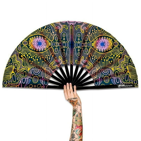 UV Glow Rave Fan Bamboo Folding Clack Hand Fan for Men Women Decor Gift Party Disco Dance Pride Festivals Accessory fans for line dancers