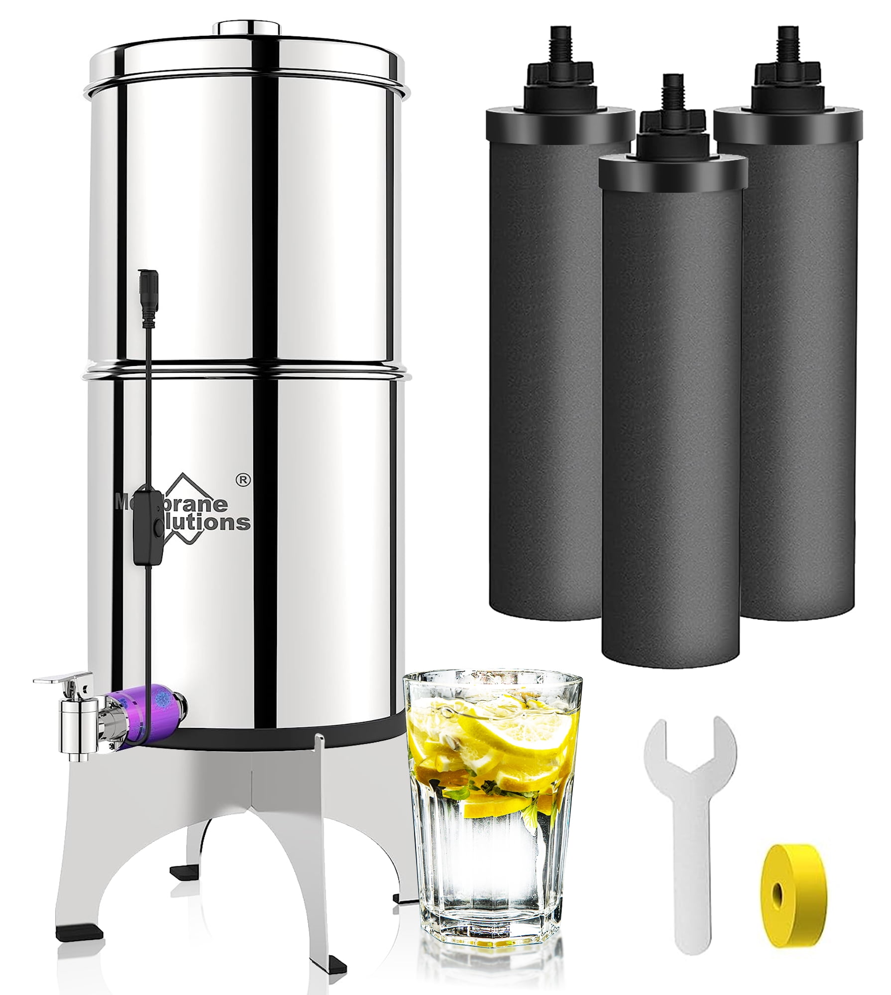 UV Gravity Water Filter System, 4Stage 0.01 Mircon UltraFiltration, 304 Stainless Steel