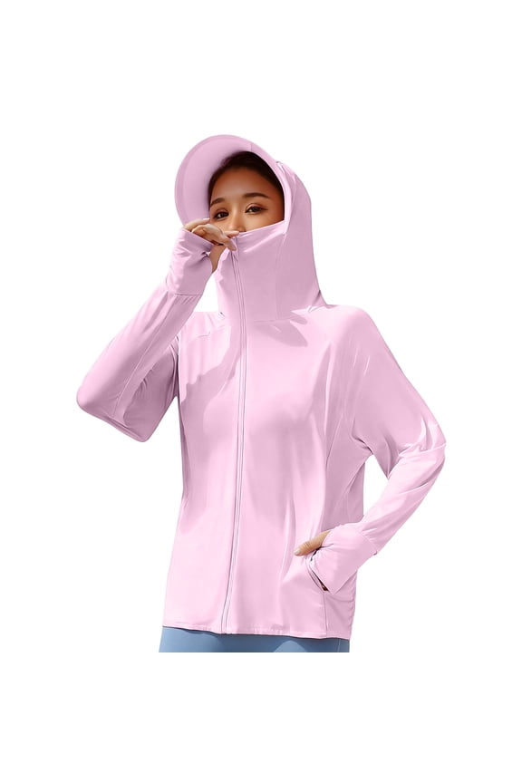 UV Hoodies Women UPF 50+ Lightweight Long Sleeve Sun Shirts with Face Cover Casual Athletic Jackets for Running Hiking