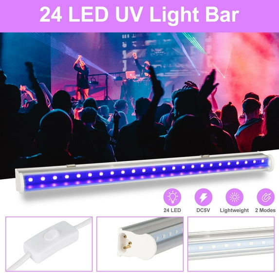 UV LED BlackLight Bar, UV LED Blacklight Tube Glow in The Dark Party Supplies for UV Body Paints & Fluorescent, UV Curing Paint, Coatings, UV Poster, UV Art, Halloween, Blacklight Parties