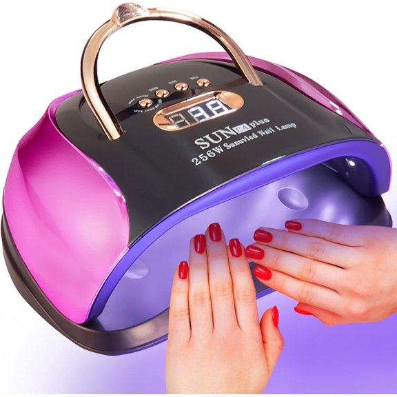 UV LED Light, 256W High Power Gel Light, 4 Timer Settings and Professional Manicure Lamp with Automatic Sensor (Comes with 9 Free Gifts)