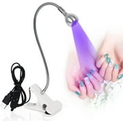 Lishumei UV LED Desk Lamp, Silver, USB Powered, 11.8" Adjustable Gooseneck, Portable Nail Curing