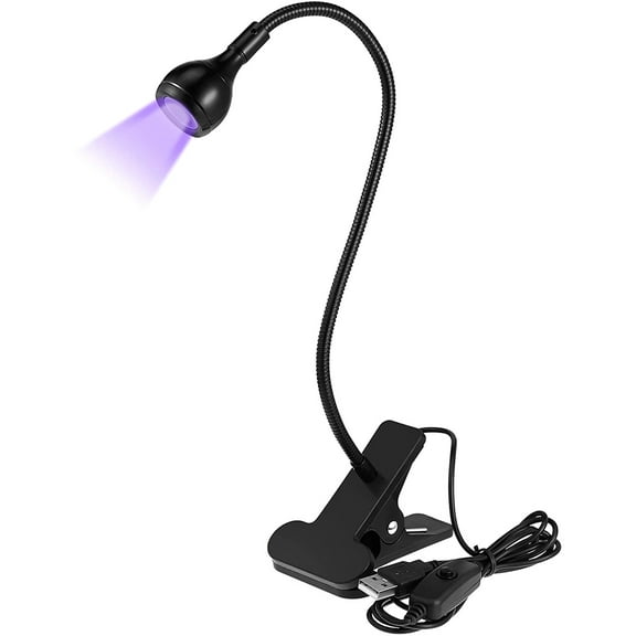 UV LED Light LED Nail Curing Light with Gooseneck Clamp Flexible Gooseneck Lamp Portable 5V 3W LED USB Night Light for Nail Gel Money Inspection Jewelry Identification