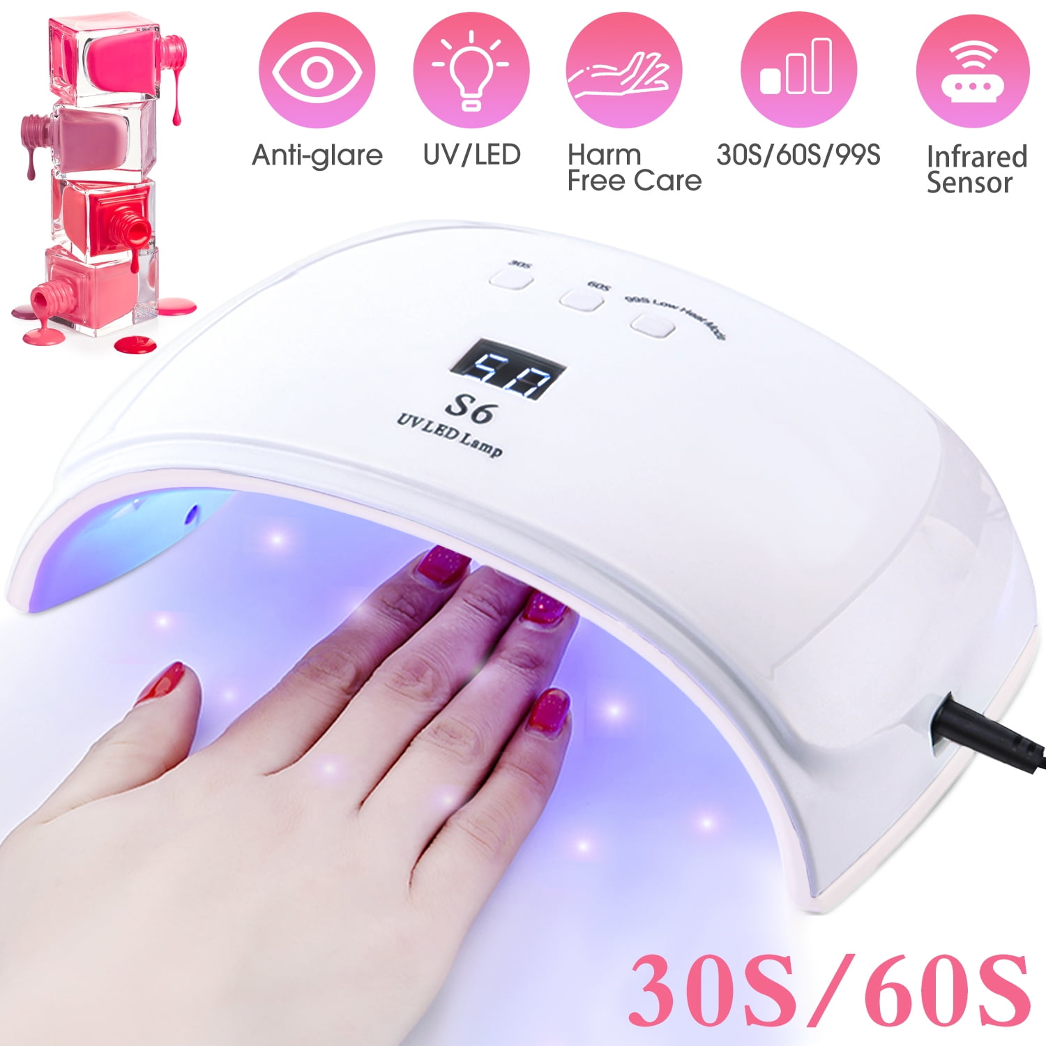 titel vedvarende ressource Ti år UV LED Nail Lamp, 42W Nail Dryer Gel Nail Light for Nail Polish, Light  Curing in 3 Modes for Time, for Manicure Pedicure Nail Art at Home -  Walmart.com