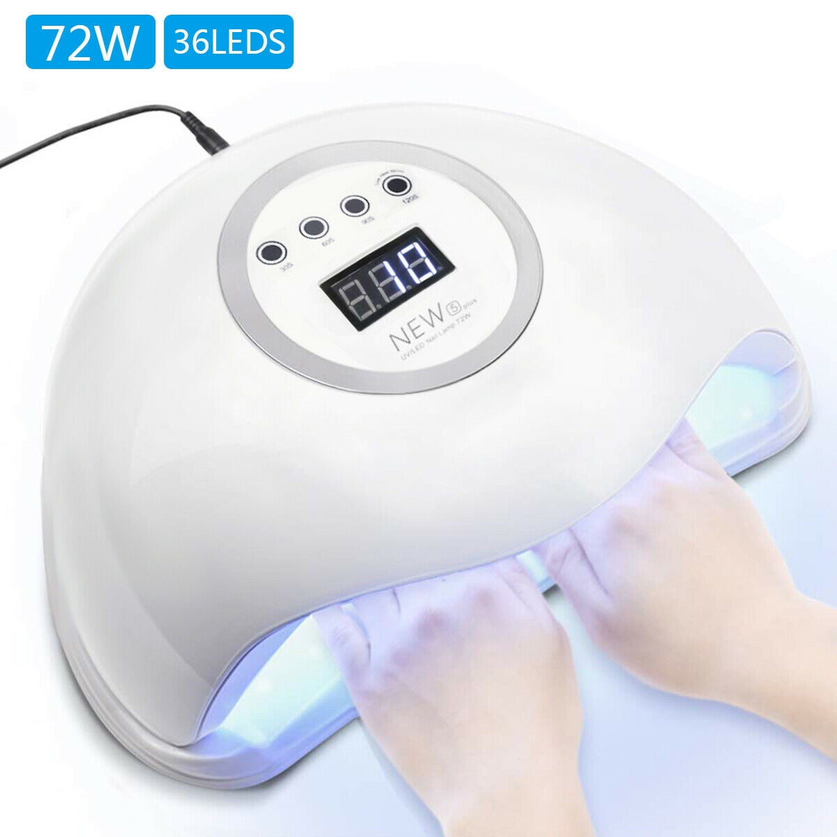 UV Light for Nails, UV LED Nail Lamp, Wisdompark Nail Dryer 72 W  Professional Nail UV Light for Gel Polish with Adapter Gel Nails 3 Timers