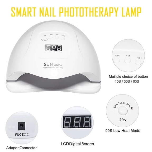 UV LED Nail Lamp,Nail Dryer LED UV Nail Light for Gels Polishes with Sensor 4 Timer FZFLZDH 80W SUN5 (White)