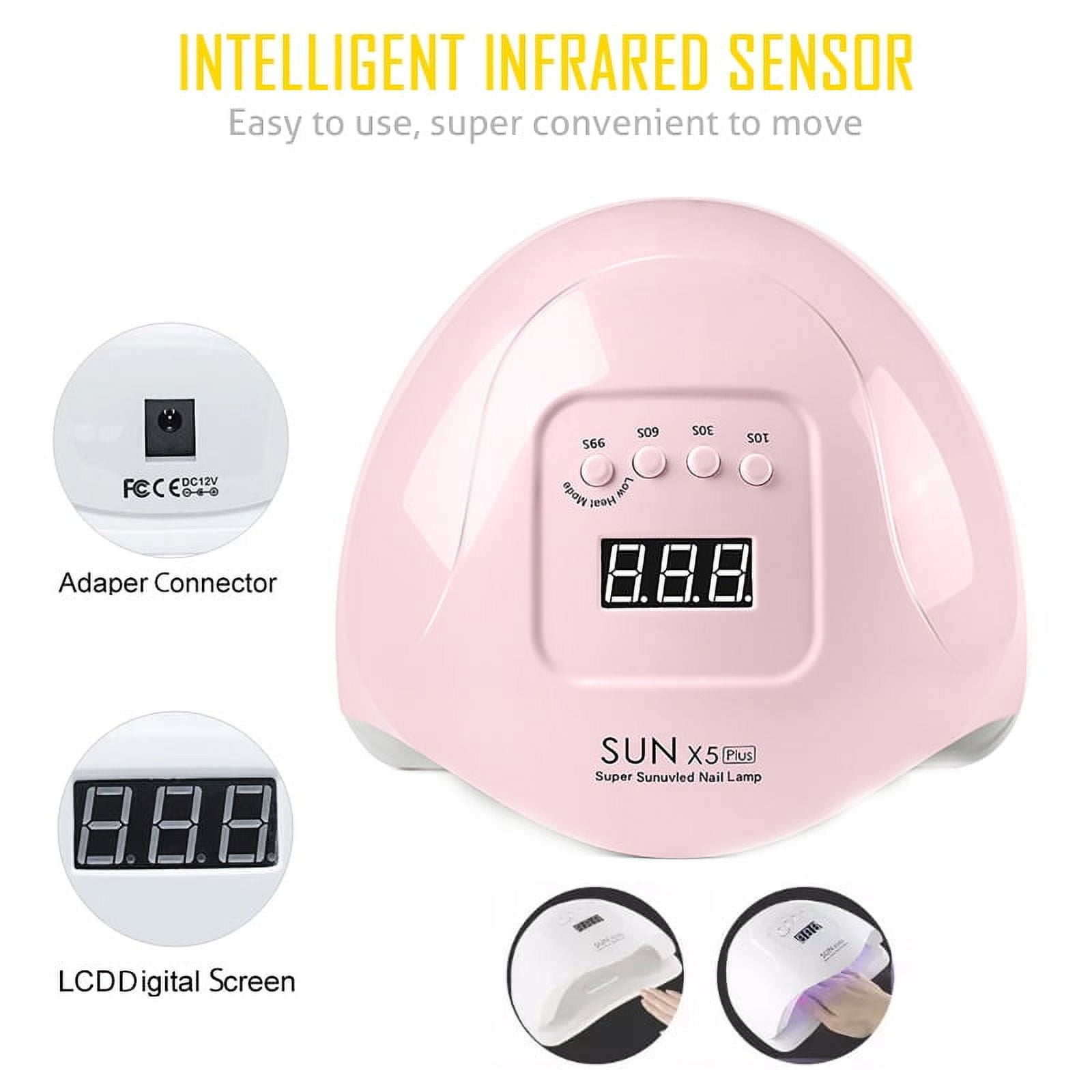 UV LED Nail Lamp,Nail Dryer LED UV Nail Light for Gels Polishes with Sensor 4 Timer PENGXIANG 80W SUN5 （Pink）