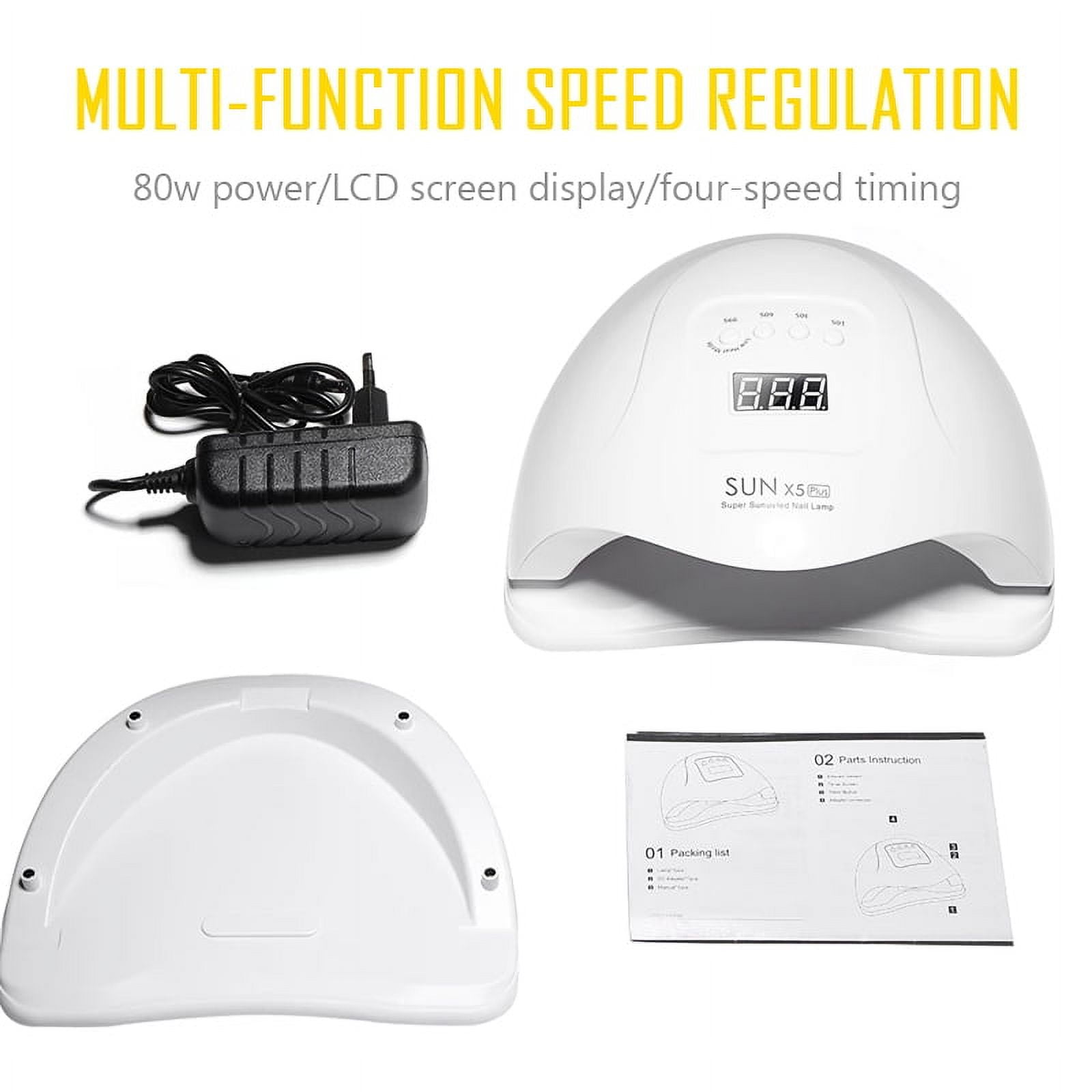 UV LED Nail Lamp,Nail Dryer LED UV Nail Light for Gels Polishes with Sensor 4 Timer PENGXIANG 80W SUN5 （White）