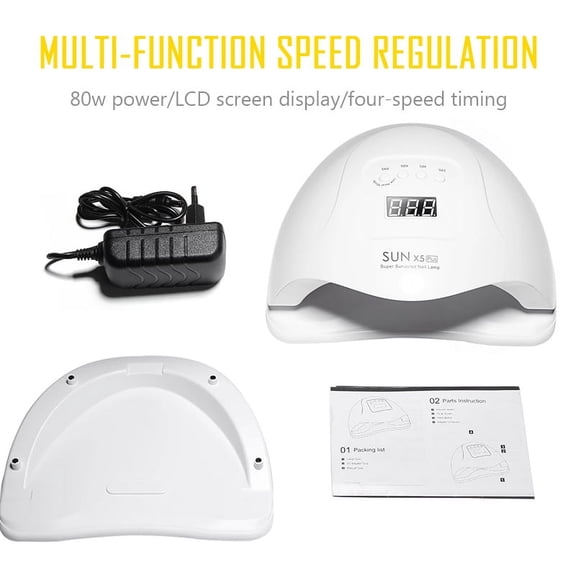 UV LED Nail Lamp,Nail Dryer LED UV Nail Light for Gels Polishes with Sensor 4 Timer PENGXIANG 80W SUN5 (White)