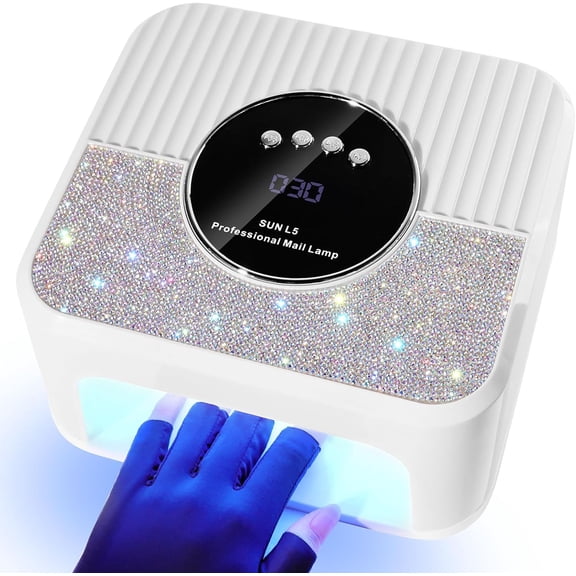 UV LED Nail Lap Kit for Gel Polish Professional Fast Curing White Dryer Light Set with Protection Gloves Art Cure achine anicure Pedicure at Hoe and Salon