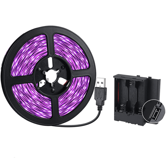 UV LED Strip Lights, 5V USB 8.2ft Black Light SMD 2835 385nm-400nm IP65 Waterproof Total 150 LEDs Rope Strips for Bar, Halloween Party, Club, Decoration