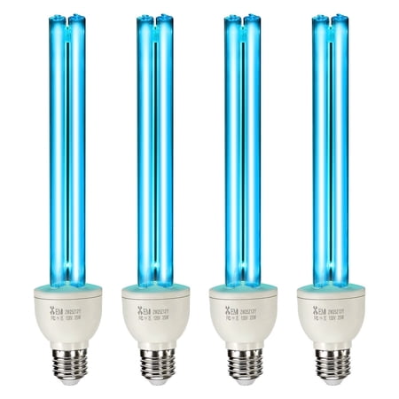 UV Light Bulbs 4 Pack 25W, UVC Replacement Bulbs with Ozone for Air Purification, 253.7nm UV-C Lamps for Home, Office, 400 sq ft Coverage