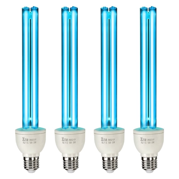 UV Light Bulbs 4 Pack 25W, UVC Replacement Bulbs with Ozone for Air Purification, 253.7nm UV-C Lamps for Home, Office, 400 sq ft Coverage