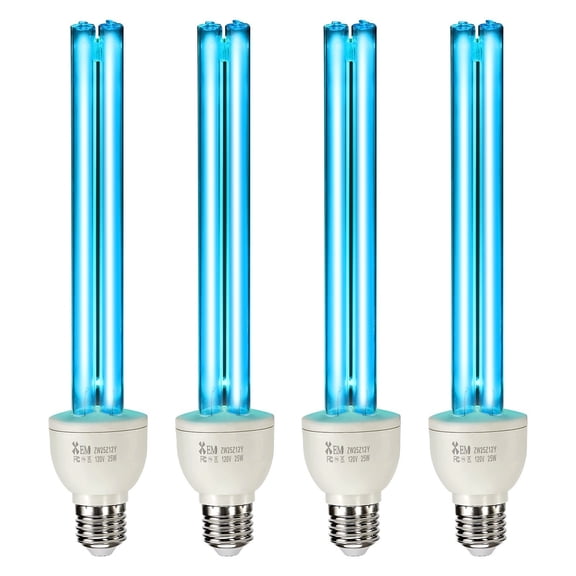 UV Light Bulbs 4 Pack 25W, UVC Replacement Bulbs with Ozone for Air Purification, 253.7nm UV-C Lamps for Home, Office, 400 sq ft Coverage