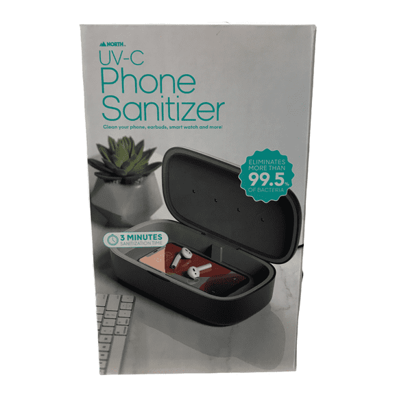 UV Light Cell Phone or Headset Sanitizer Box with Wireless Charger, Black