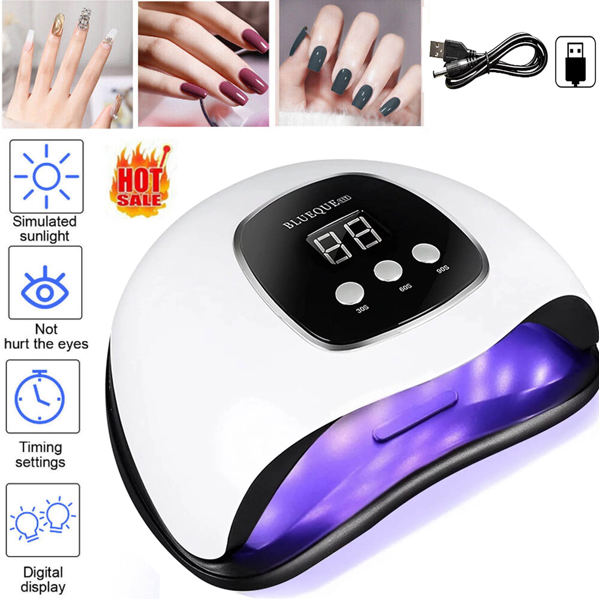 48W Rechargeable Pro LED Gel Nail UV Light Wireless UV LED Nail Lamp C –  New Darling