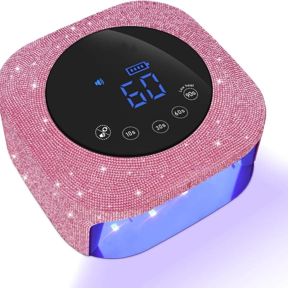 UV Nail Lamp 54W, Cordless Gel UV Led Nail Lamp for Gel Nail Polish, Rechargeable UV Nail Light Nail Dryer with 4 Timer and LCD Display, Professional Fast Curing Lamp Nail Art Tools with Rhinestone