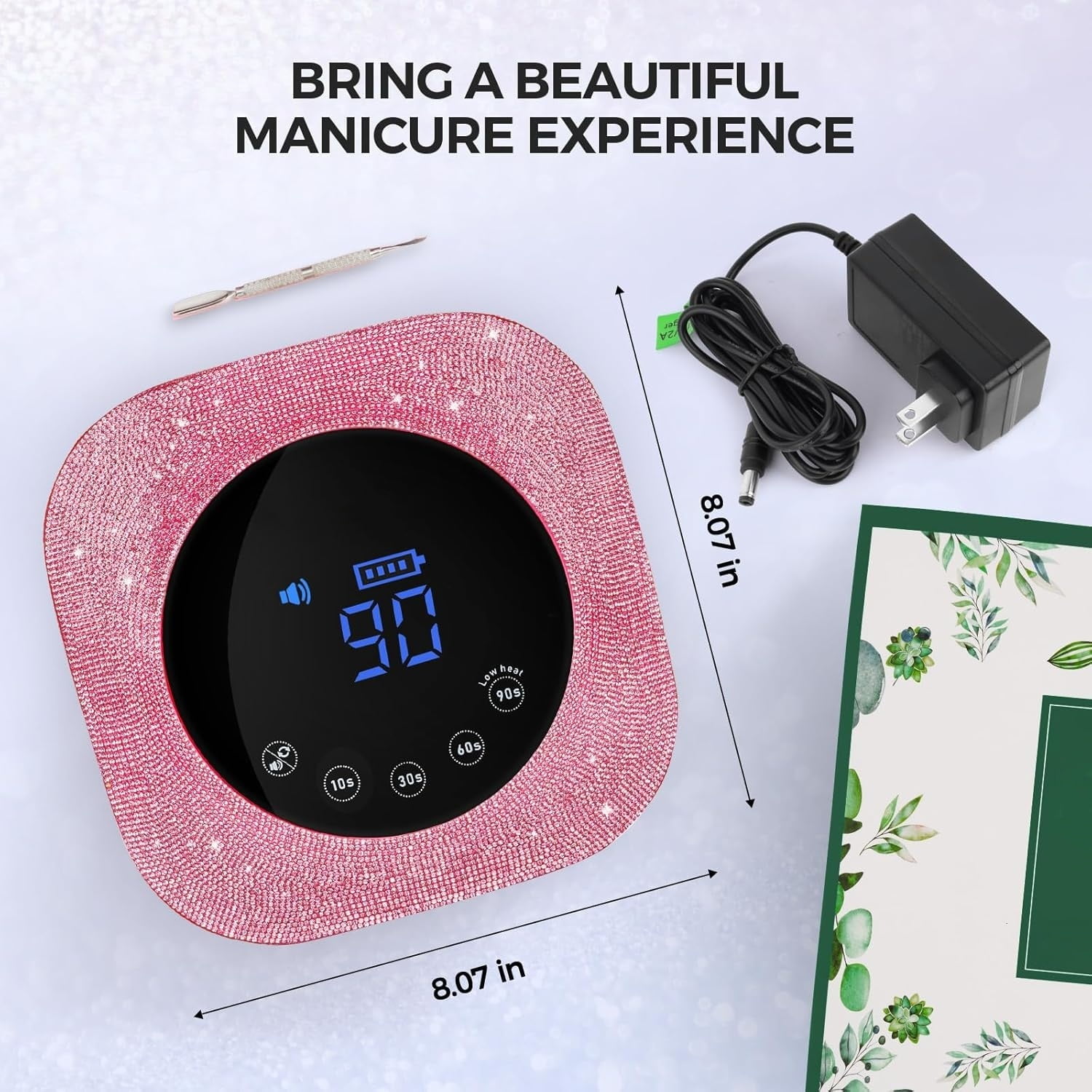 UV Nail Lamp 54W, Cordless Gel UV Led Nail Lamp for Gel Nail Polish, Rechargeable UV Nail Light Nail Dryer with 4 Timer and LCD Display, Professional Fast Curing Lamp Nail Art Tools with Rhinestone