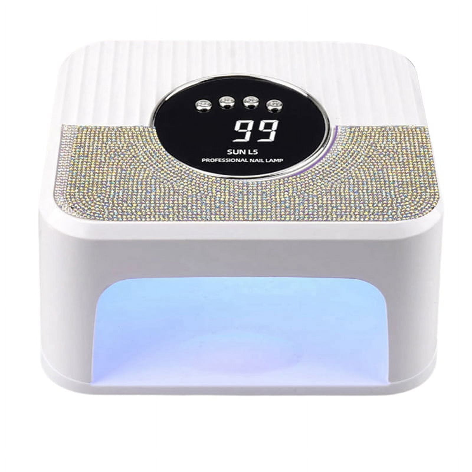 UV Nail Lamp Gel Nails,45LED Nail Lamp with 4Timer Mode,Gel Nail Lamp Decorated with Sparkling Nail Rhinestone White(US)