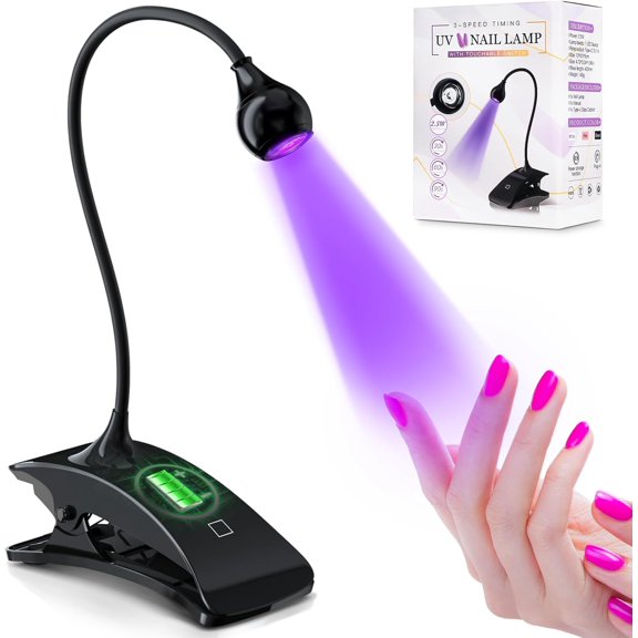 UV Nail Lamp, Rechargeable Gooseneck UV Light for Gel Nails
