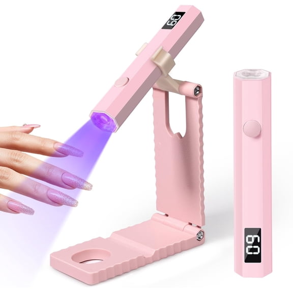 UV Nail Lamp with Stand Foldable,360°Adjustable Rotation,Portable,Relax Hands,Pink Flash Cure Lamp,for Gel Polish Home DIY Salon Women Painting Manicure