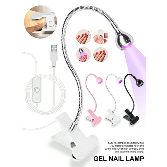 UV Nail Lamp White Goose Neck UV Light Suitable For Gel Manicure Curing Lamp With Clip Portable LED Gel Nail Lamp For Home DIY And Professional Sa
