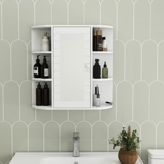 UV Painted MDF - 8 Shelves for Abundant Storage - Bathroom, Laundry - Complementary to Room Decor