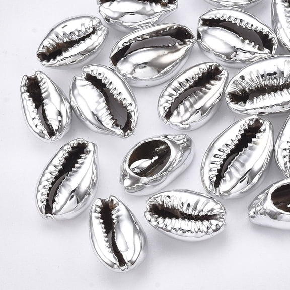 UV Plated Natural Cowrie Shell Beads No Hole/Undrilled WhiteSmoke 13~16x8~11x5~6mm