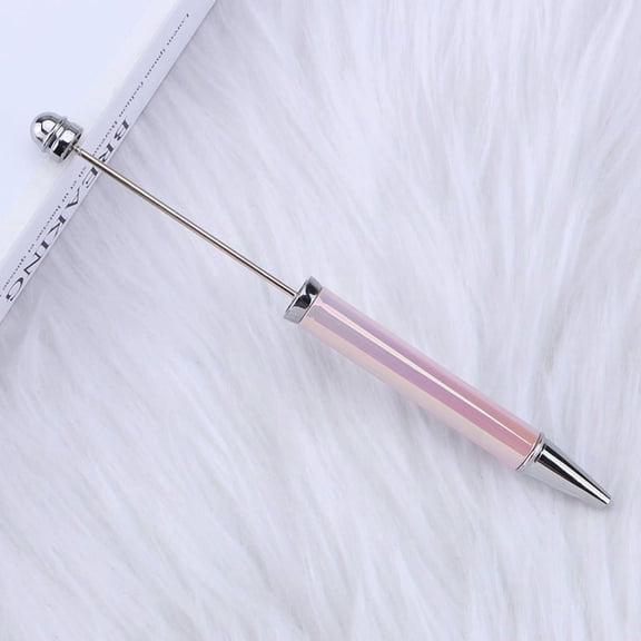 UV Plated Plastic Ball-Point Pen Beadable Pen for DIY Personalized Pen with Jewelry Beads Pink 152x11mm
