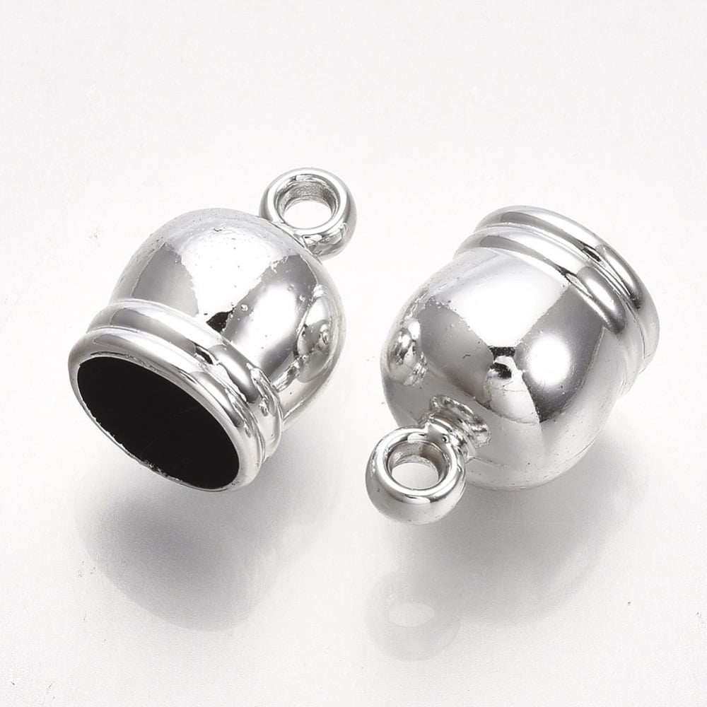 Plastic Cord Ends End Caps Platinum 17.5x12.5mm Hole: 2mm Inner Diameter: 10mm
