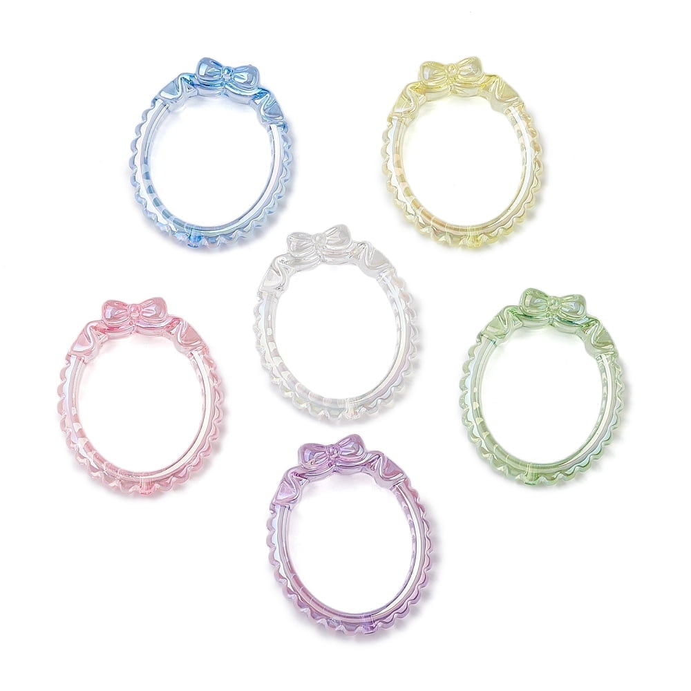 Acrylic Beads Oval with Bowknot Mixed Color 42x35x11mm Hole: 2mm