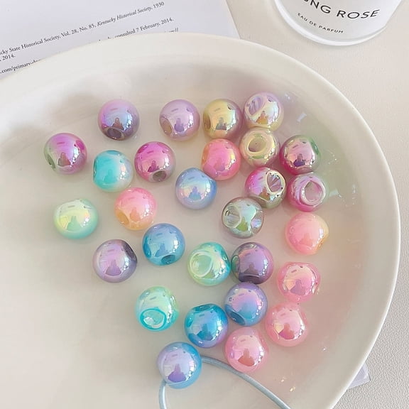 UV Plating Imitation Jelly Acrylic Beads Iridescent Teardrop Gradient color Mixed color 18.5~19x18.5~19mm Hole: 3.5mm