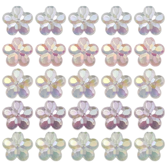 UV Plating Luminous Transparent Acrylic Beads Glow in The Dark Flower Mixed color 26x27.5x12.5mm Hole: 4.5mm